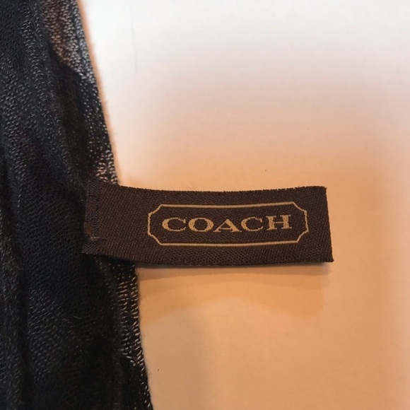 Coach Op Art Signature Ombré Stripe Oblong Scarf Black Gray Fringed 100% Viscose - Picture 5 of 9